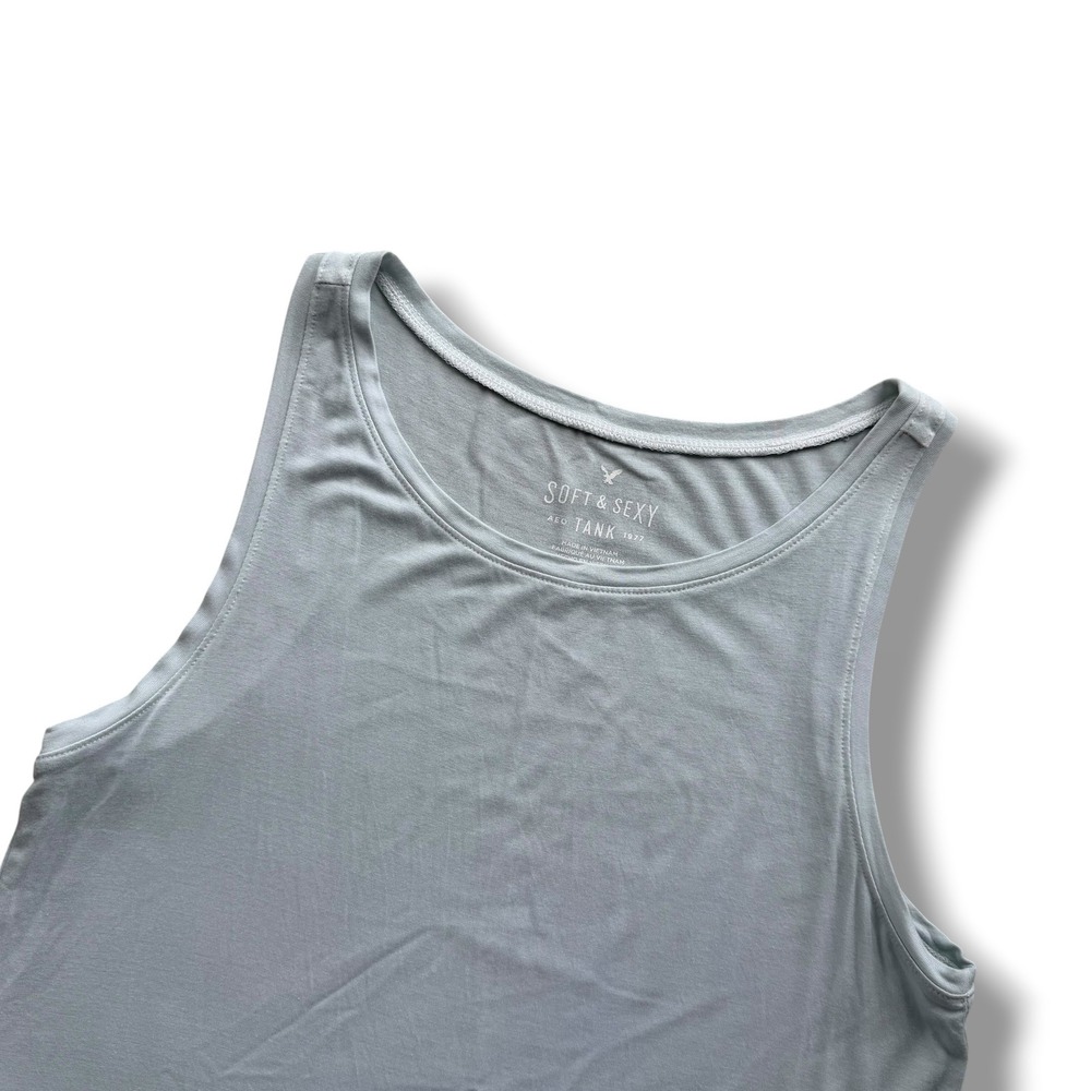 American Eagle Soft & Sexy Women XS Light Blue Mint Crew Sleeveless Relaxed Tank